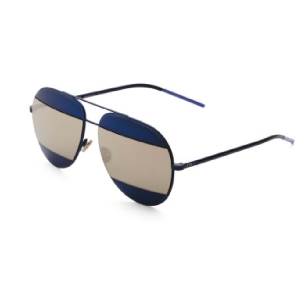 Christian Dior Color Block Aviator Sunglasses Unisex Blue Grey Mirror Lens - Picture 3 of 17